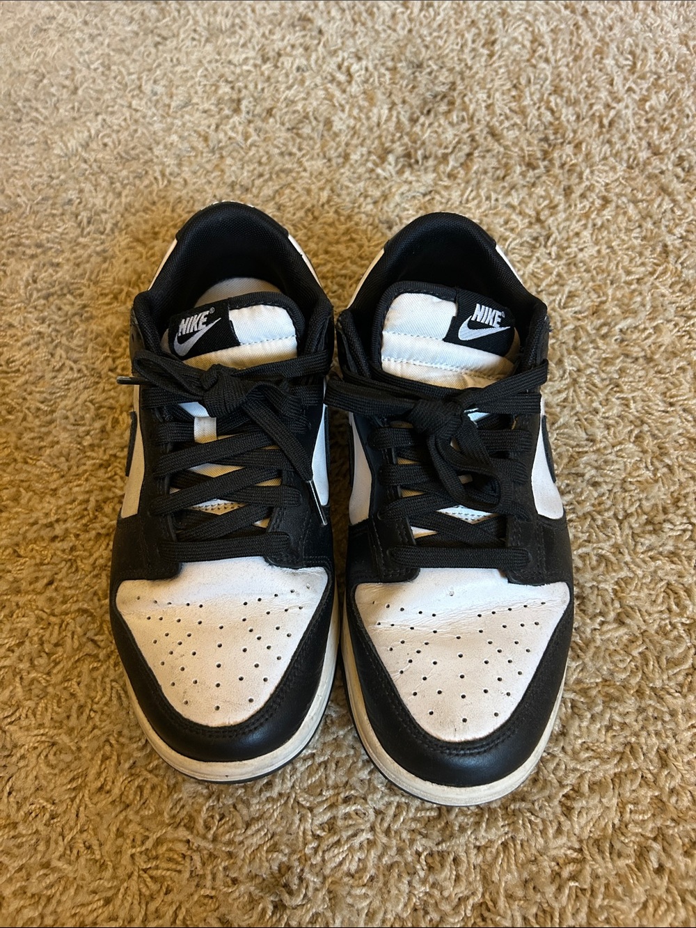 Nike Kids Black and White Low Top Sneakers with Swoosh